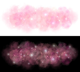 Magical pink smoke effect glittering with stars with glowing particles vapor and brilliant stardust ,Smog, pink galaxy, can be cut to be transparent
