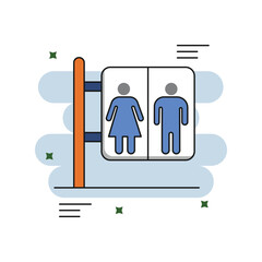 Bathroom Sign color line icon with white background vector stock illustration