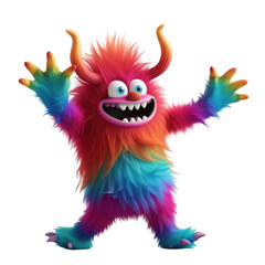 A colorful monster with horns and teeth