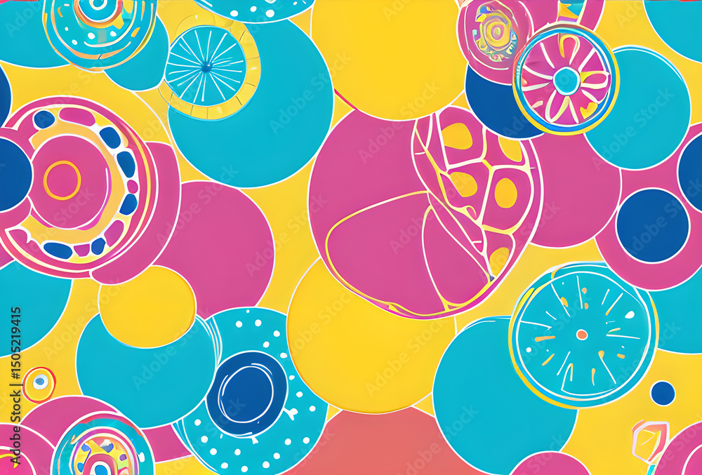Poster colorful abstract background multicolored spirals pop art geometric effect and muted colors. digital