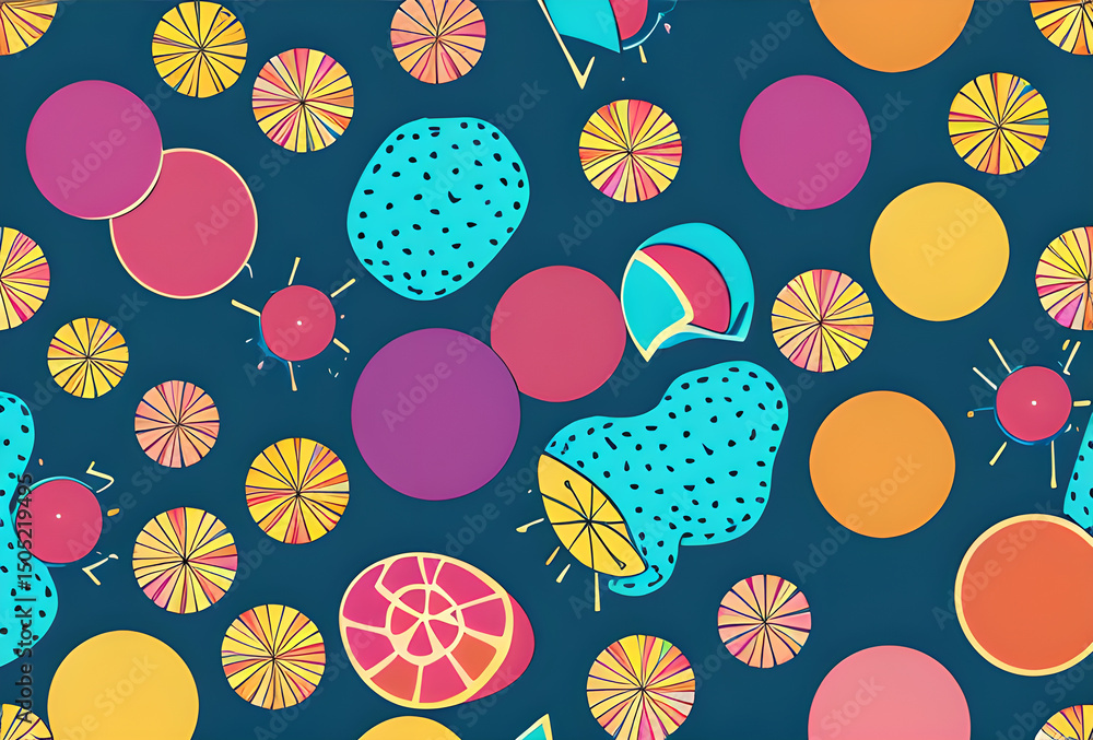 Poster colorful abstract background multicolored spirals pop art geometric effect and muted colors. digital