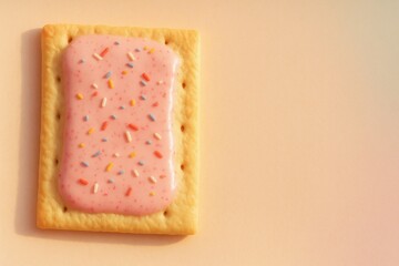 Retro pop tart delight with pink frosting and sprinkles on pastel background