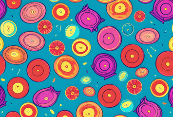 Fototapeta premium Colorful abstract background Multicolored spirals Pop Art Geometric effect and muted colors. Digital artwork modern twisted design, blending optical illusion and polygonal.generative ai
