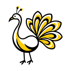 Fototapeta premium Peacock Vector Illustration – Vibrant Feathers and Ornamental Design