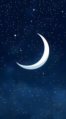 Naklejka premium Simple Night Sky with Moon and Stars