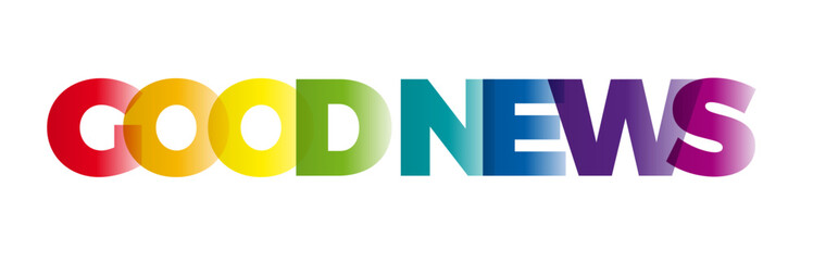 The word Good News. Vector banner with the text colored rainbow.