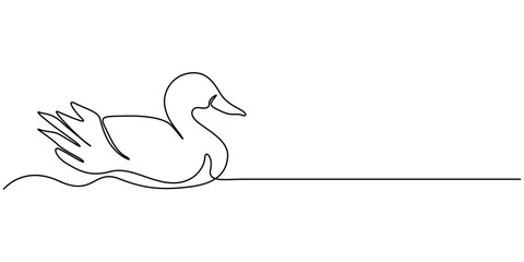 Domestic goose continuous one line drawing,Duck in continuous line art drawing style. Abstract duck walking minimalist, One continuous single drawing line art flat doodle animal, bird, goose, feather.