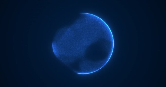 A shimmering magic ball shrouded in neon light. A blue star with a bubbling surface. Abstract looped seamless animation.