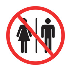 no restroom access sign with crossed out male and female symbols in red circle