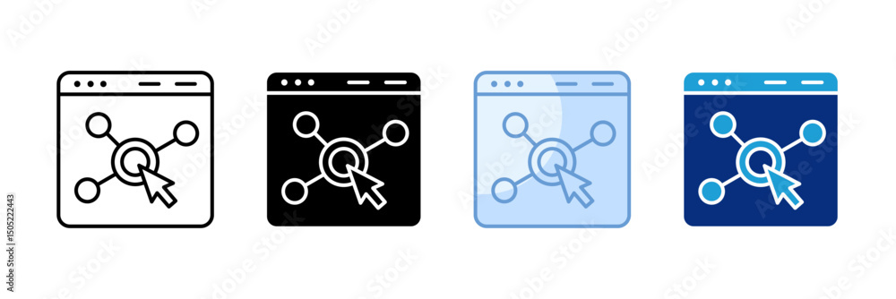 Poster interactive icon set multiple style collection