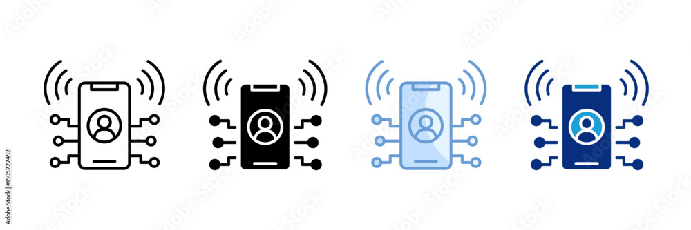 Poster mobile icon set multiple style collection