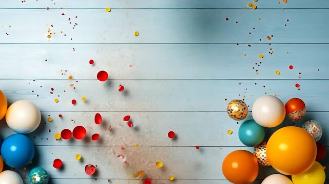 Festive Birthday Balloons and Confetti Celebration
