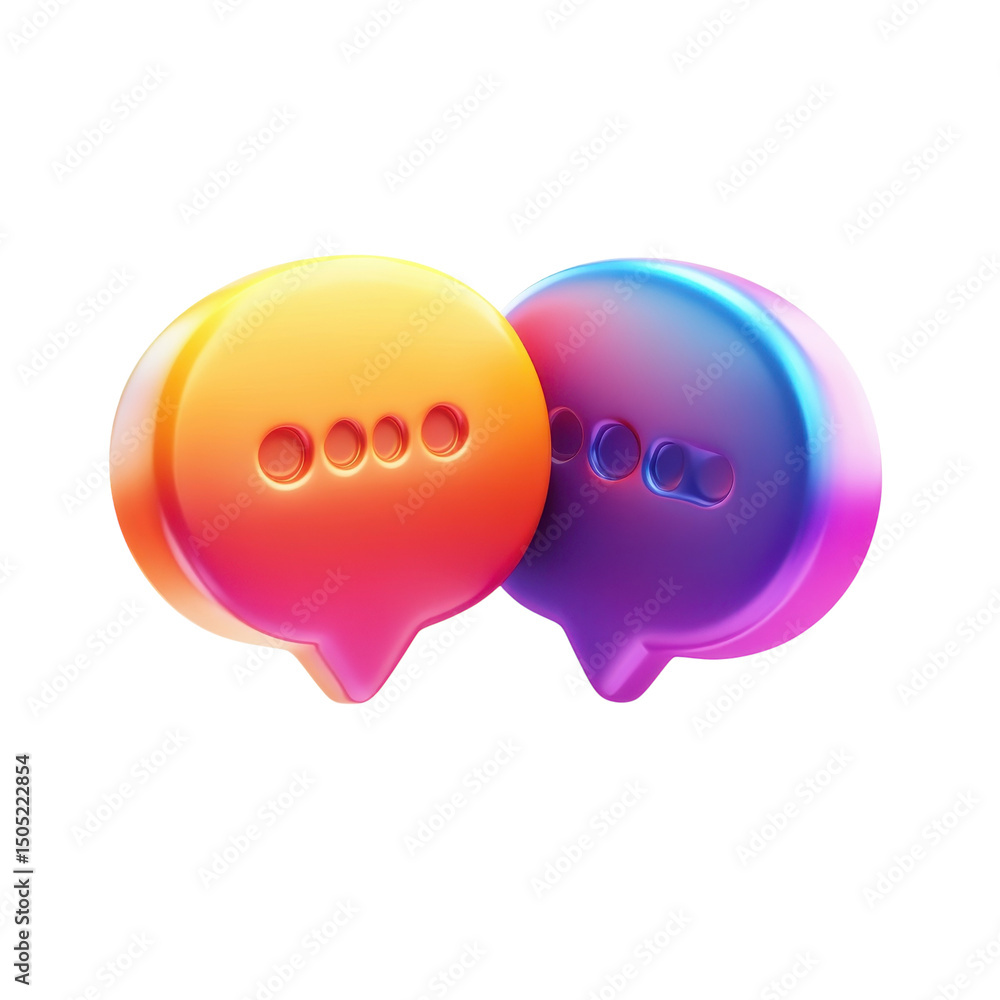 Fototapete vibrant dialogue two colorful speech bubbles symbolizing modern on transparent background