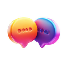 Vibrant dialogue Two colorful speech bubbles symbolizing modern on transparent background