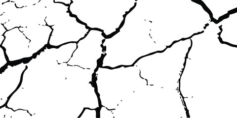 Vector Texture of Cracks and Breaks on Earthquake-Damaged Land Surfaces, Walls, and Floors in Black, White, and Grey, Perfect for Creating Realistic Earthquake Damage in Digital Design and Architectur