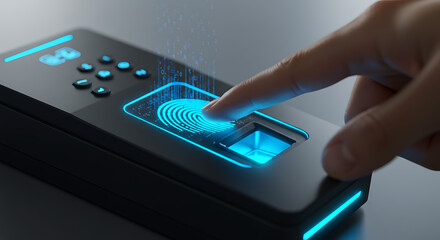 HighTech Fingerprint Scanner with Glowing Blue Light