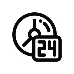 24 hours line icon. Clean and minimalist vector icon for websites, mobile apps, presentations, and logos. Fully scalable and customizable for any project.