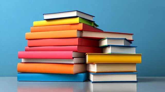Colorful Stack of Books, Knowledge and Education Concept
