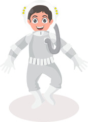 Cartoon Happy Astronaut Man Character Vector Illustration.