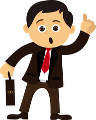 Cartoon Character of Surprised Businessman Pointing Up with Briefcase Vector Illustration.