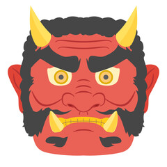 赤鬼のお面のイラスト カラー