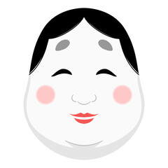 おかめのお面のイラスト カラー