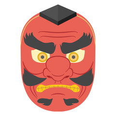 天狗のお面のイラスト カラー