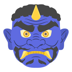 青鬼のお面のイラスト カラー