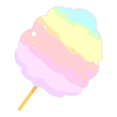 カラフルな 白い綿あめのイラスト カラー