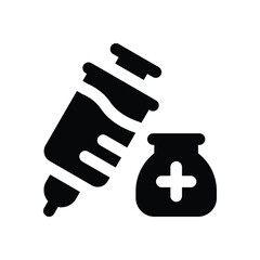 vaccine glyph icon. Strong and solid vector icon for websites, mobile interfaces, presentations, and visual branding. High quality and easy to edit.