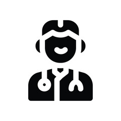 doctor glyph icon. Strong and solid vector icon for websites, mobile interfaces, presentations, and visual branding. High quality and easy to edit.
