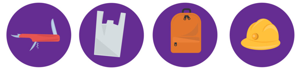 Emergency Kit Vector Set  Earthquake Preparedness Items amd Survival Essentials