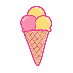 Delicious Double Scoop Ice Cream Cone: A Sweet Treat Illustration