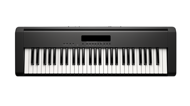 Sleek Black Keyboard Piano Keys Music Instrument Studio on white and transparent Background