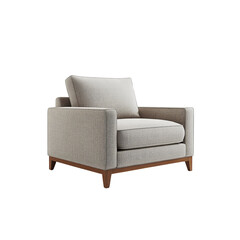 Modern Light Grey Fabric Armchair with Wooden Legs - Studio Shot