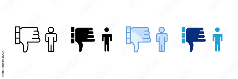Poster thumbs down icon set multiple style collection
