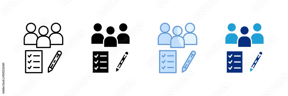 Poster survey icon set multiple style collection
