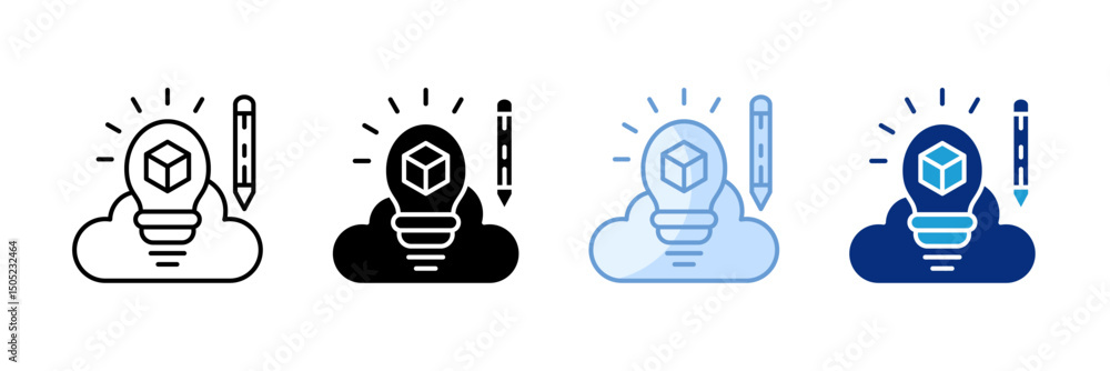 Poster idea bulb icon set multiple style collection