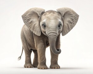 Obraz premium Adorable Baby Elephant Calf Standing, Wildlife Animal Portrait