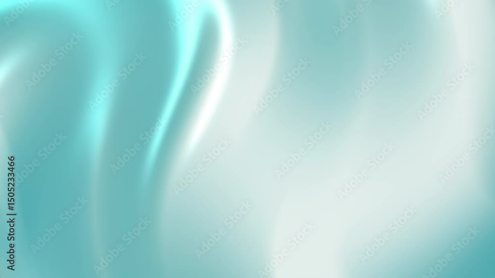 Poster abstract animation of flowing teal and white light. soft, ethereal movement creates a calming atmosp