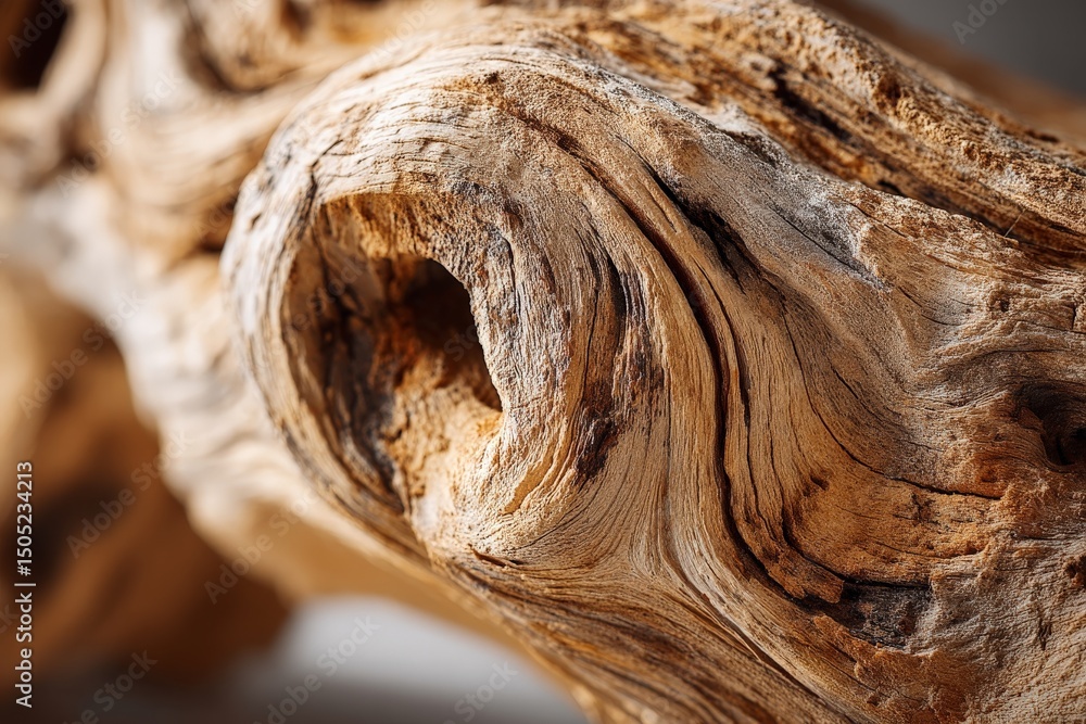 Poster unique wooden texture showcases intricate patterns and grains from a natural piece of driftwood foun