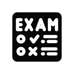 exam glyph icon. Strong and solid vector icon for websites, mobile interfaces, presentations, and visual branding. High quality and easy to edit.