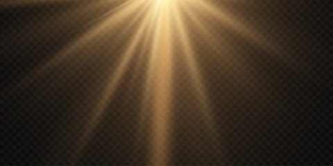 Golden sun rays with a soft glow effect, a shining flash.