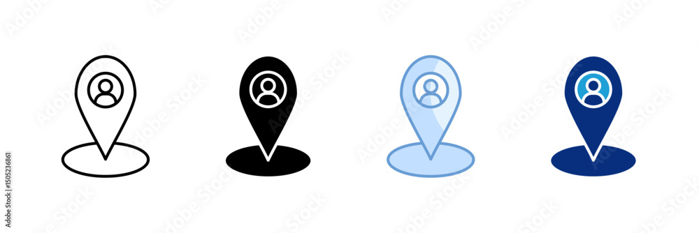 Poster territory icon set multiple style collection