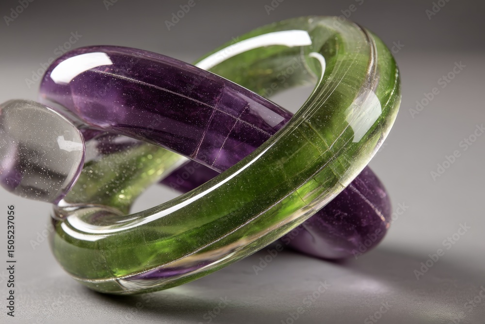 Poster unique glass sculpture showcasing intricate design and vibrant colors in a studio setting