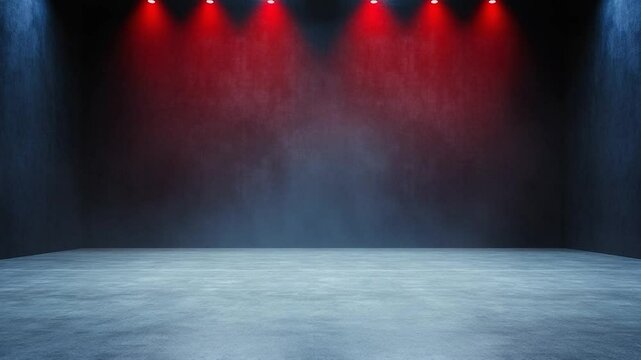 Red Stage Lighting Dramatic Concrete Room