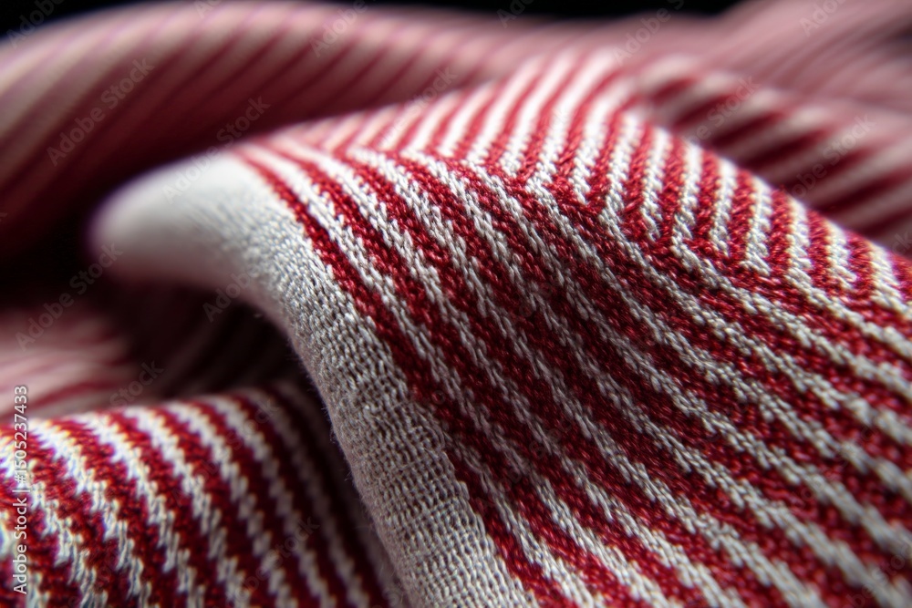 Aufkleber Close-up view of red and white striped fabric showcasing intricate textile patterns and textures