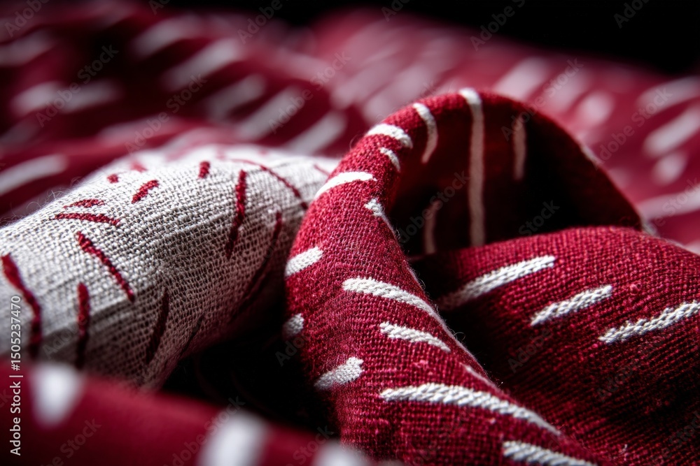 Poster Textile showcasing intricate patterns with rich colors and soft textures in a warm indoor setting during the afternoon