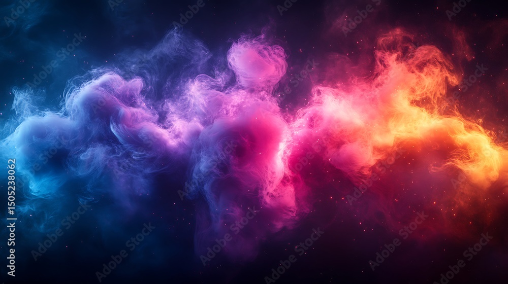 Poster abstract colorful nebula clouds in deep space with dramatic color contrast
