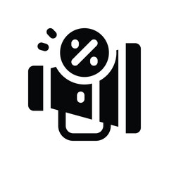 promotion glyph icon. Strong and solid vector icon for websites, mobile interfaces, presentations, and visual branding. High quality and easy to edit.